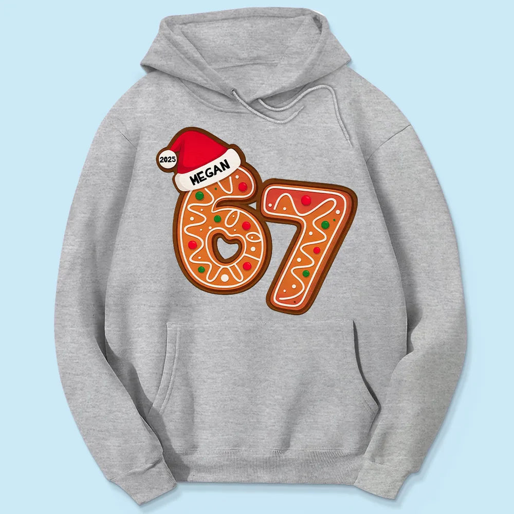 Funny Custom 6 7 Classic Tee, Santa Hat Christmas Number Shirt, Personalized Teen Grandkid Gift & Playful Holiday Party Top
