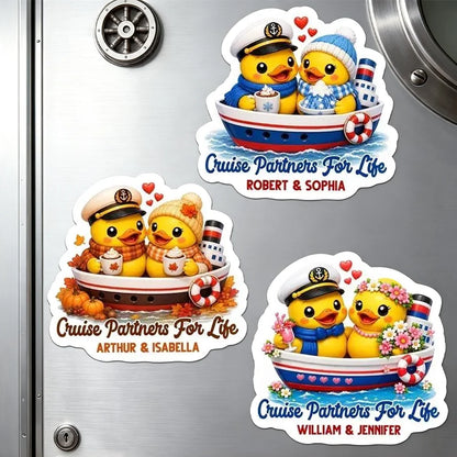 Custom Cruise Partners For Life Acrylic Magnet, Nautical Duck Couple Unique Gift for Partners