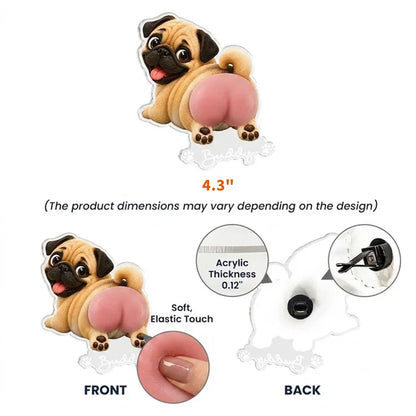 Personalized Car Vent Clip with a Playful Pug Looking Back from the Vent, Creative Gift for Dog Lovers