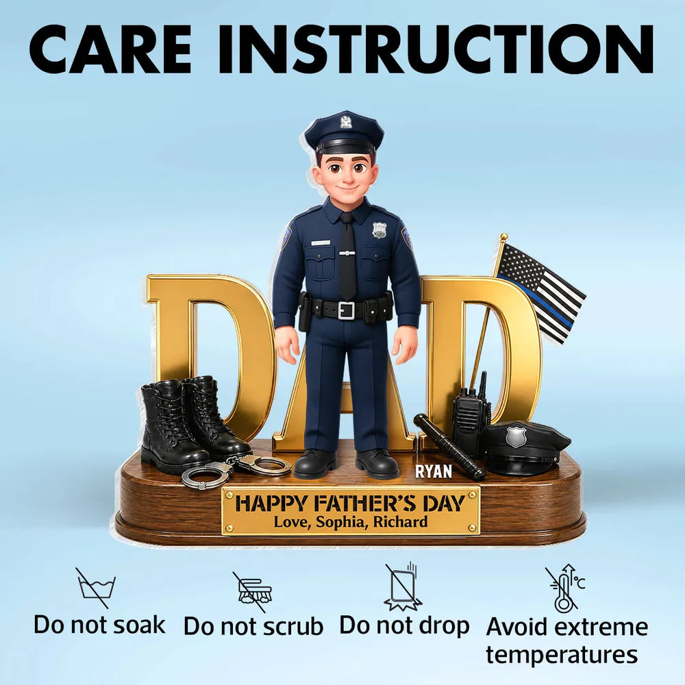 You Are Our Hero Shaped Acrylic Block Plaque, Thin Blue Line Dad Tribute, Creative Gift for Police Dad