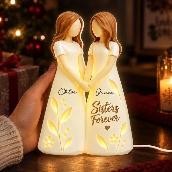 Personalized Acrylic Light Box, Sisters Forever with Soft Warm Glow, Creative Keepsake Gift for Family