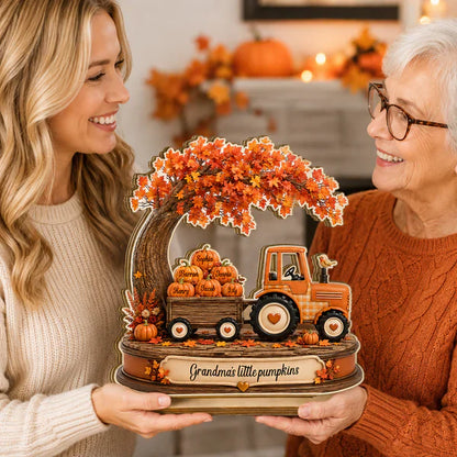 Personalized 2-Layer Wooden Plaque with Grandma's Little Pumpkins, Unique Fall Gift for Grandma