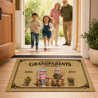 Personalized Standard Doormat, Grandparents Live Here Design, Unique Gift for Grandma & Grandpa