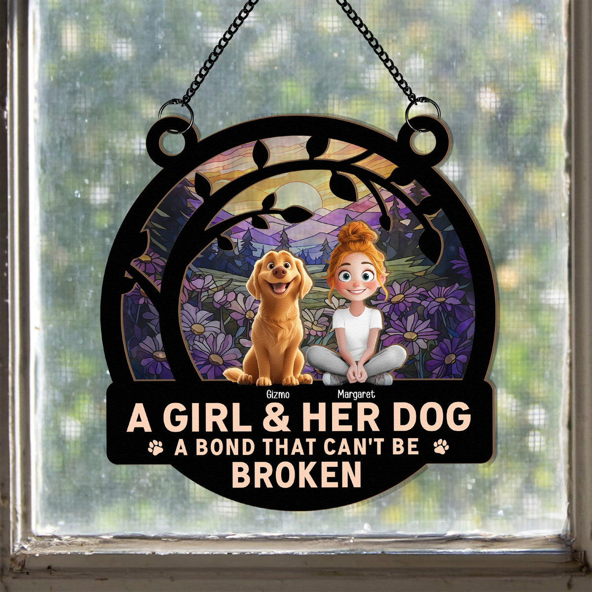 A Girl & Her Dogs - A Bond That Can’t Be Broken, Custom Wood and Acrylic Layered Ornament, Perfect Gift for Dog Lovers - Personalized Pet Memorial Gift for Mother’s Day, Pet Birthdays, and More!