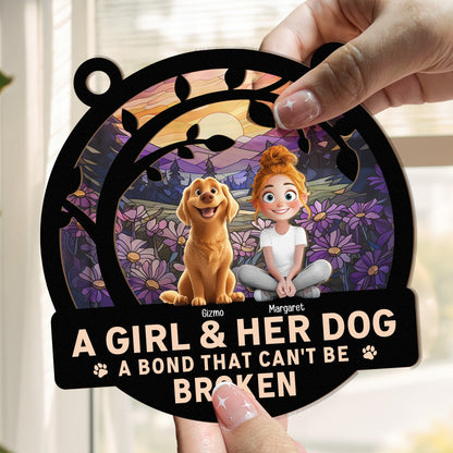 A Girl & Her Dogs - A Bond That Can’t Be Broken, Custom Wood and Acrylic Layered Ornament, Perfect Gift for Dog Lovers - Personalized Pet Memorial Gift for Mother’s Day, Pet Birthdays, and More!