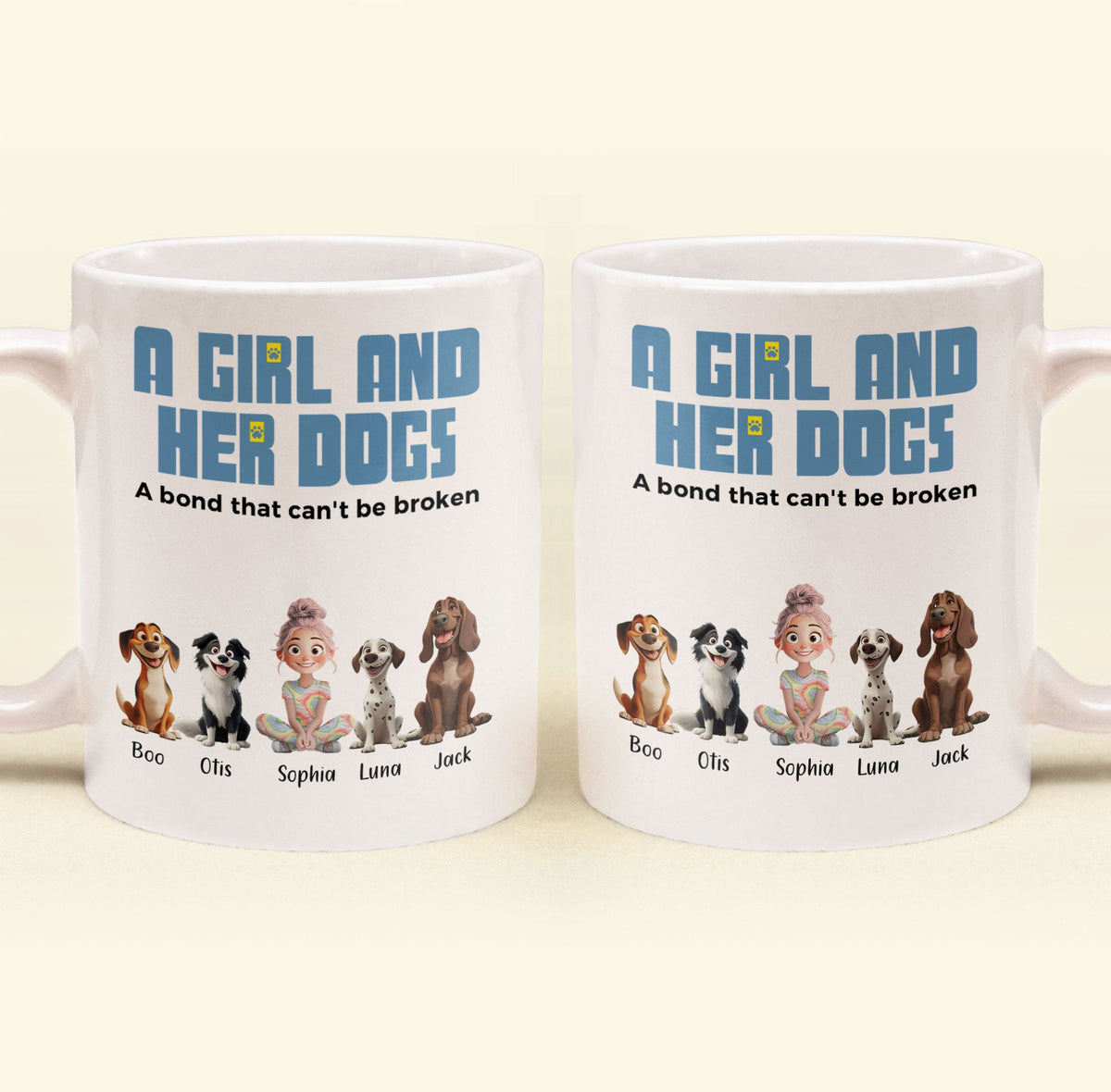 A Girl and Her Dogs" Personalized Mug, Special Gift for Pet Lovers, Perfect Dog Companion Bond Cup