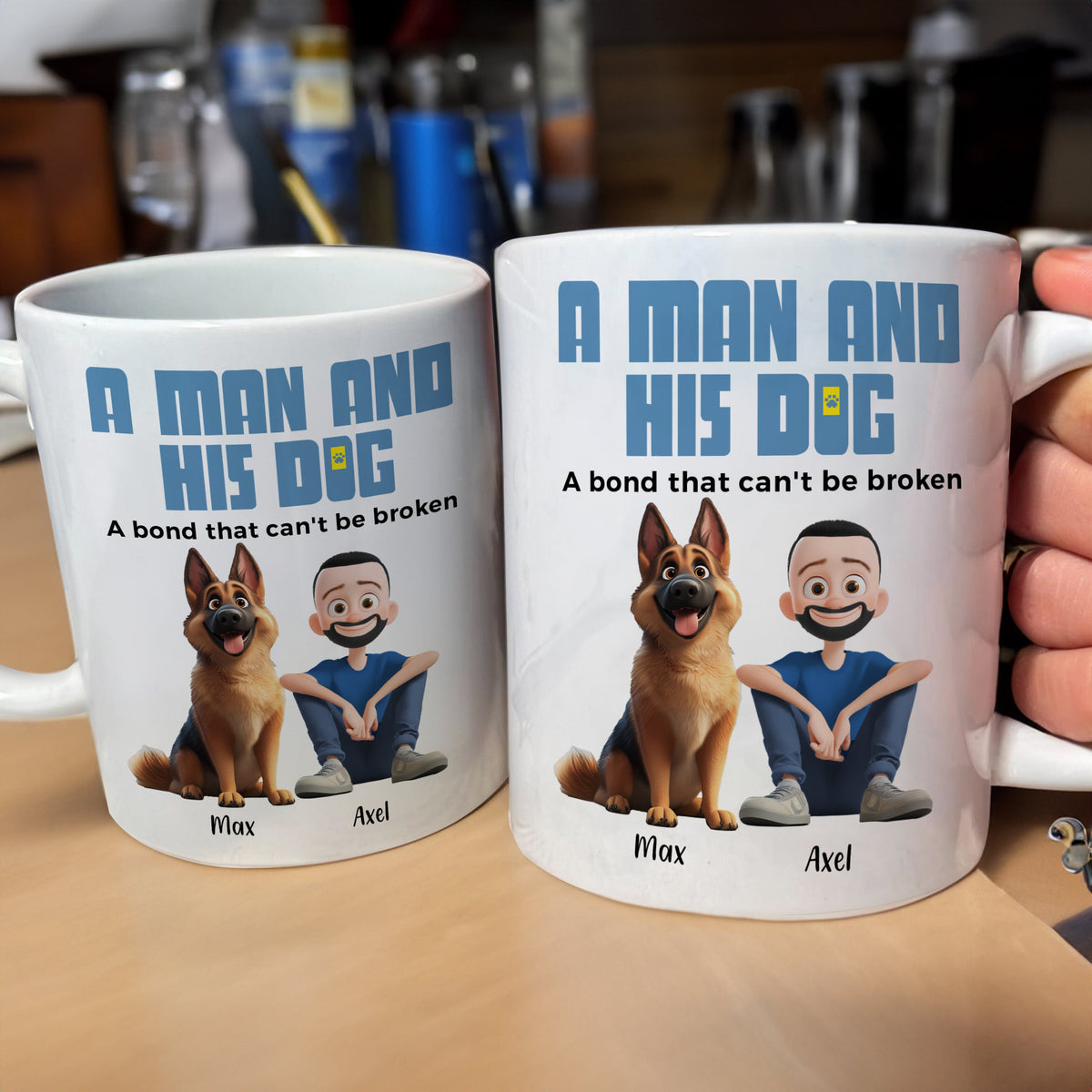 Heartwarming Pet-Themed Mug – Personalized 'A Man and His Dogs' Design, Ideal Gift for Dog Owners