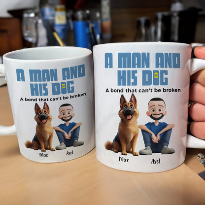 Heartwarming Pet-Themed Mug – Personalized 'A Man and His Dogs' Design, Ideal Gift for Dog Owners