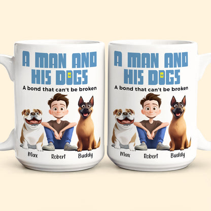 Heartwarming Pet-Themed Mug – Personalized 'A Man and His Dogs' Design, Ideal Gift for Dog Owners