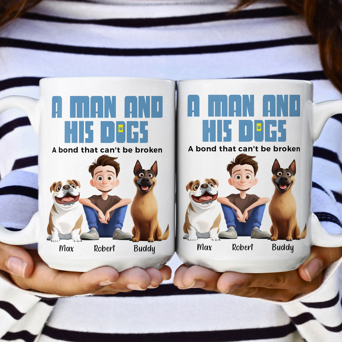 Heartwarming Pet-Themed Mug – Personalized 'A Man and His Dogs' Design, Ideal Gift for Dog Owners