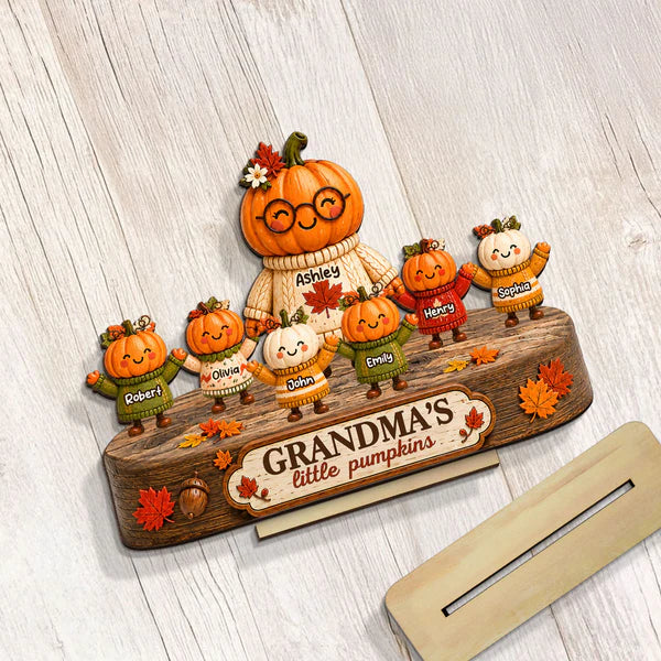Personalized 2-Layer Wooden Plaque, Grandma's Little Pumpkins Fall Decor, Unique Gift for Grandma