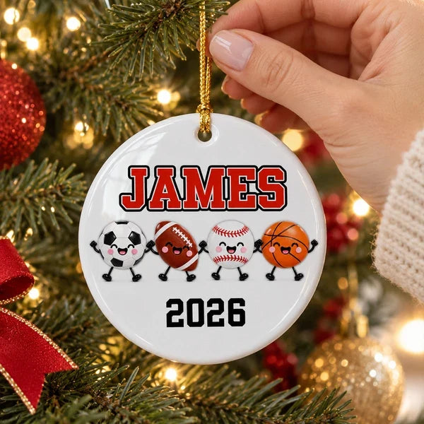 Personalized Ceramic Ornament, Smiling Multi-Sport Team Keepsake, Creative Gift for Kids and Sports Fans