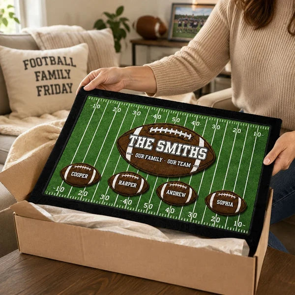 Our Family Our Team Personalized Standard Doormat, Creative Gift for American Football Fans