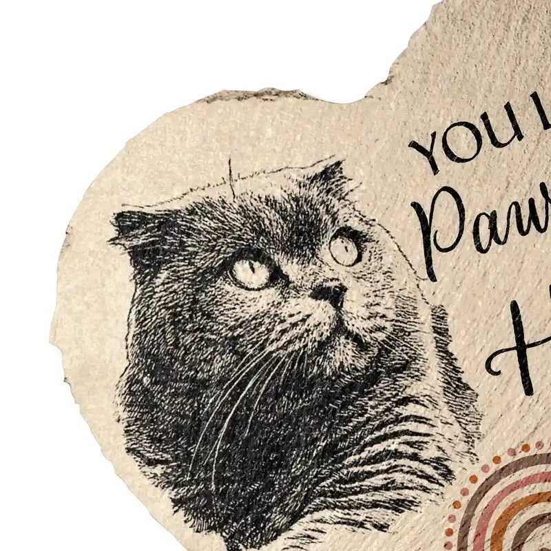 Personalized Pet Memorial Heart Stone, Custom Dog or Cat Pencil Sketch, Rainbow Bridge Garden Plaque