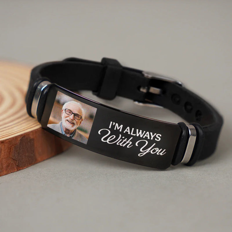 Personalized Silicone Bracelet With Photo You Never Walk Alone Message - A Unique Memorial Gift
