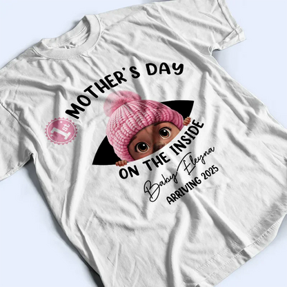 Personalized Mother's Day On The Inside Classic Tee Cute Baby Bump Reveal Unique Gift for Mom