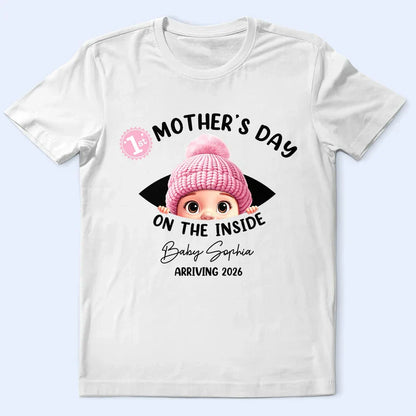 Personalized Mother's Day On The Inside Classic Tee Cute Baby Bump Reveal Unique Gift for Mom