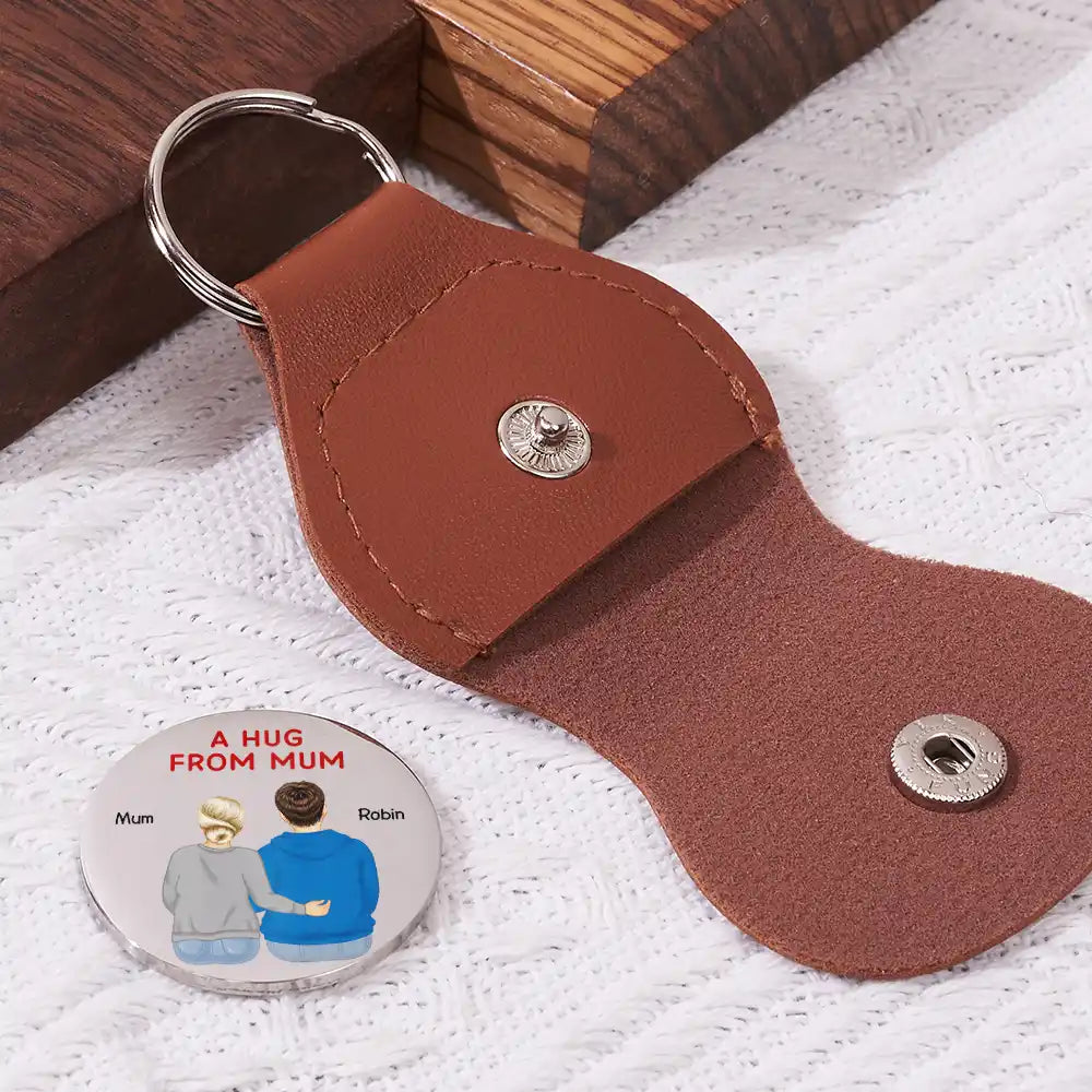 Gift For Daughter,Daughters,Gift For Son,Mom,Sons,Gift For Women,Gift For Men,Top Market - A Hug From Mom - Personalized Leather Pocket Hug