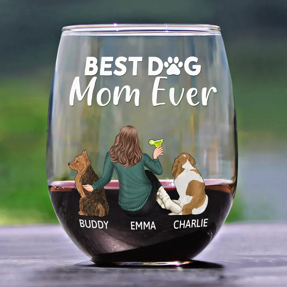 Happy,Dog Lovers,Dog Dad,Pet Lovers,Dog Mom - A Bond That Can't Be Broken Dog Mom Dog Dad Pet Lovers - Personalized Stemless Wine Glass