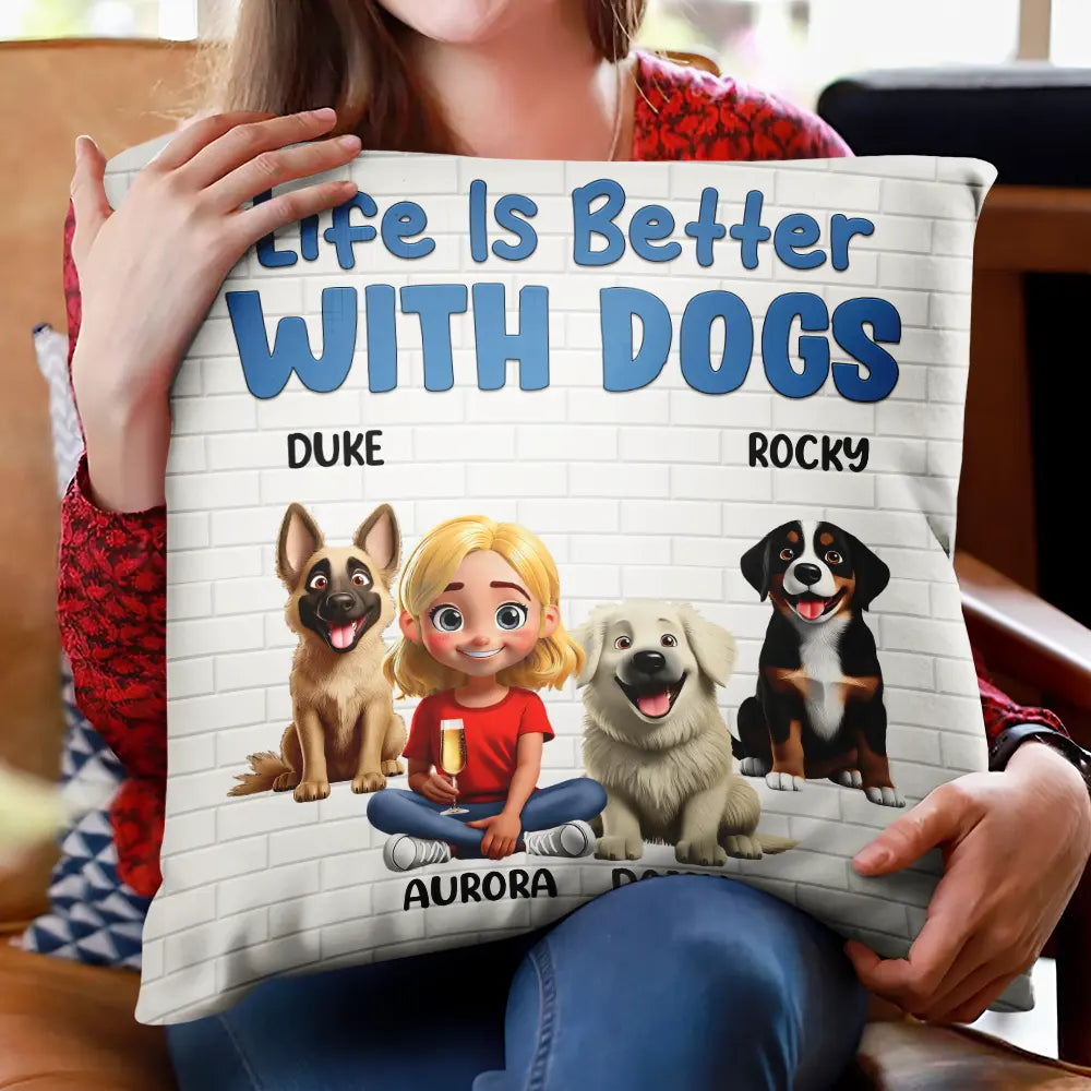 Happy,Dog Lovers,Dog Dad,Pet Lovers,Dog Mom - Best Dog Mom Ever 3D Cartoon - Personalized Pillow