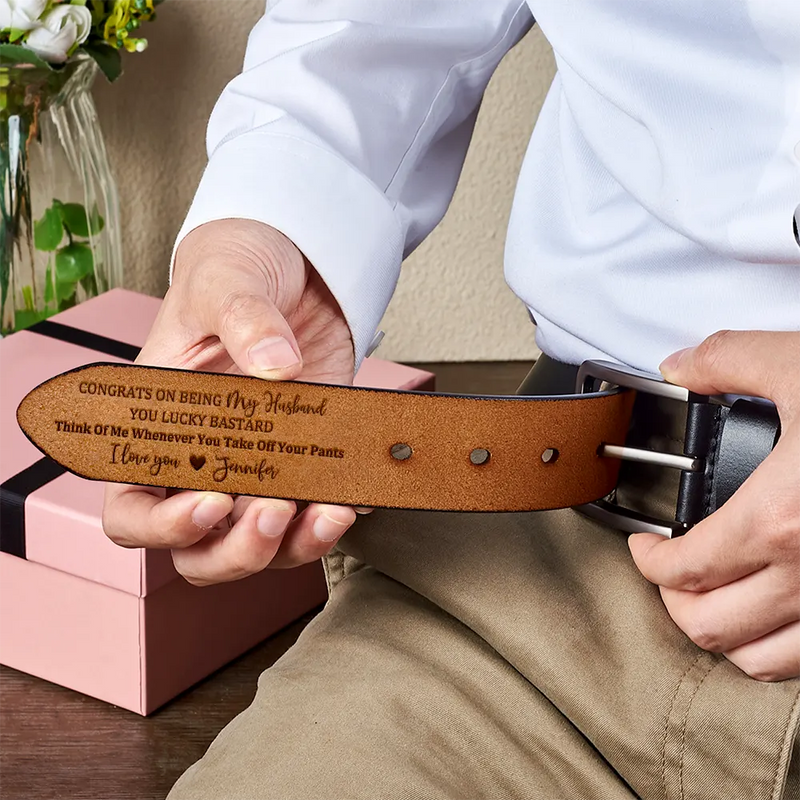 Personalized Leather Belt With Funny Love Quote For Husband Boyfriend, Sleek Buckle Daily Wear, Unique Gift