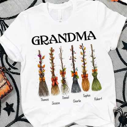 Grandma Broomsticks Sweatshirt, Creative Gift for Fall Family Pride With Cozy Witch Style