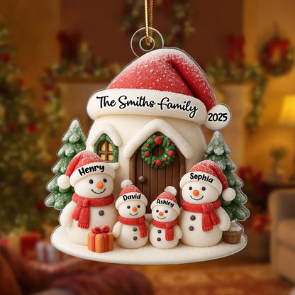 Festive Snowman Family Acrylic Ornament for Personalized Holiday Decoration, Warm Christmas Spirit, Ideal Gift for Loved Ones