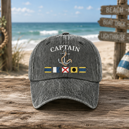 Personalized Nautical Gear: Custom Tee or Hat with Choice of Anchor or Ship Icons, Perfect Gift for Boat Lovers