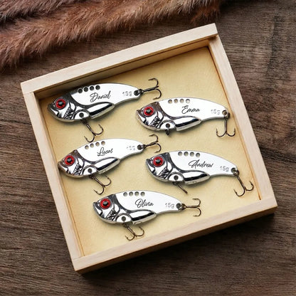 Custom Stainless Steel Fishing Lure with Bass & Rod Art, Creative Gift for Dad, Grandpa or Angler
