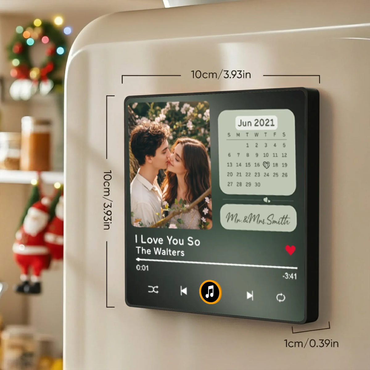 Personalized Acrylic Music Magnet with Photo Calendar for Fridge Decor, Unique Couple Gift for Sweet Everyday Memories