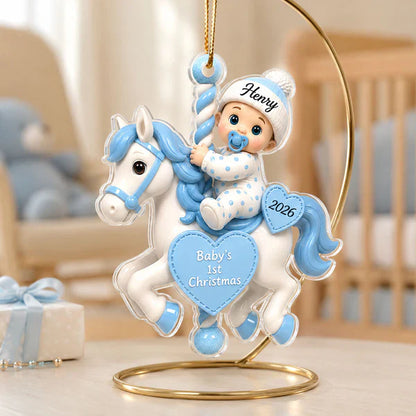 Personalized Acrylic Ornament, Baby's First Christmas Carousel, Unique Gift for New Parents