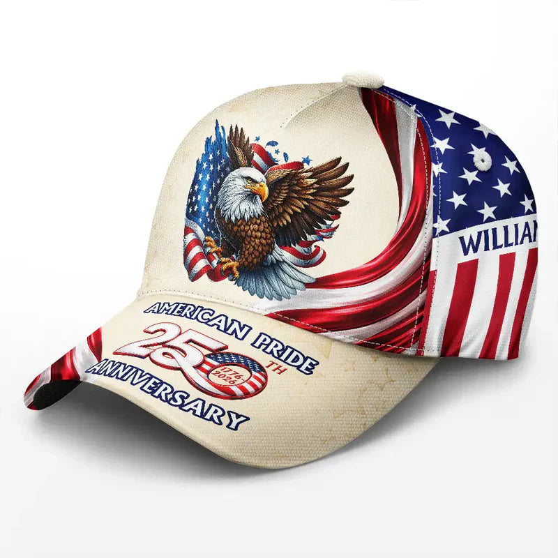 American Pride 250th Anniversary Personalized Classic Cap, Flying Eagle & Flag Stripes Unique Gift for Dad