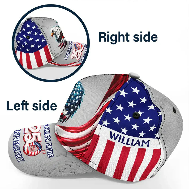 American Pride 250th Anniversary Personalized Classic Cap, Flying Eagle & Flag Stripes Unique Gift for Dad