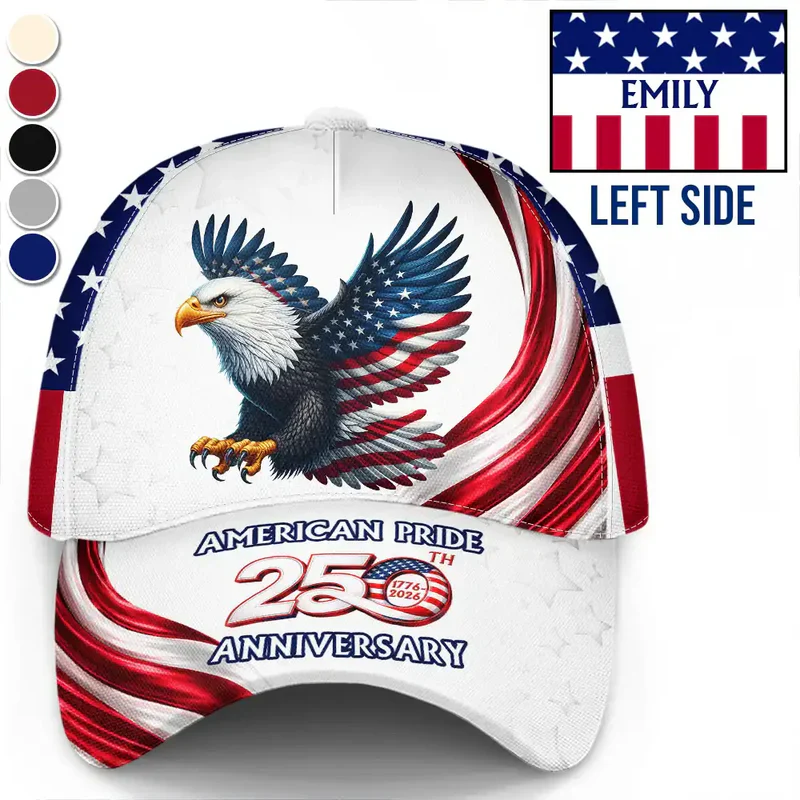 American Pride 250th Anniversary Personalized Classic Cap, Flying Eagle & Flag Stripes Unique Gift for Dad