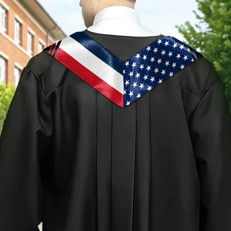 Personalized Polyester Satin Stole with Two Country Flags for Graduation Photos - A Unique Gift for Grads