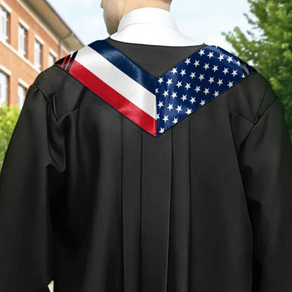 Personalized Polyester Satin Stole with Two Country Flags for Graduation Photos - A Unique Gift for Grads