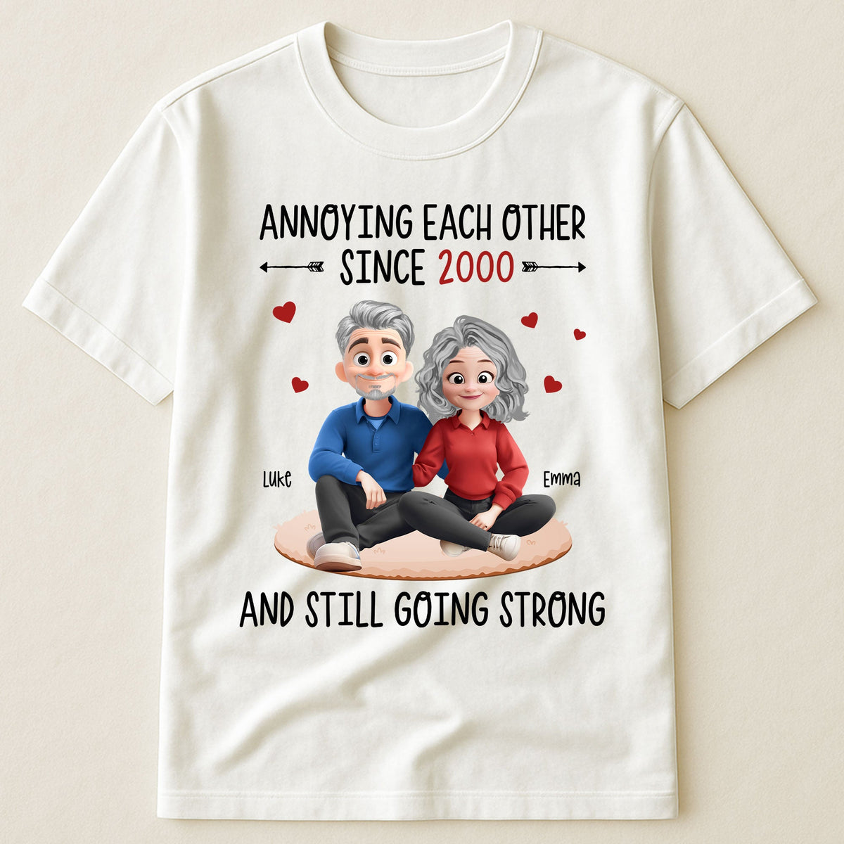 Funny Couple Cartoon Classic Tee, playful love design for partners, perfect as a thoughtful gift and everyday wear