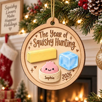Wooden Ornament, Personalized Cute Squishy Keepsake with Playful Lettering, Creative Gift for Squishy Lovers