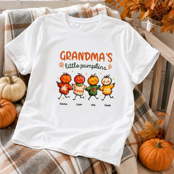 Personalized Grandma's Little Pumpkins Classic Tee, Unique Fall Gift for Grandma