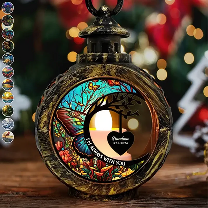 Personalized Lantern Ornament with Glowing Memorial Hearts and Cardinal Garden, Creative Remembrance Gift for Family