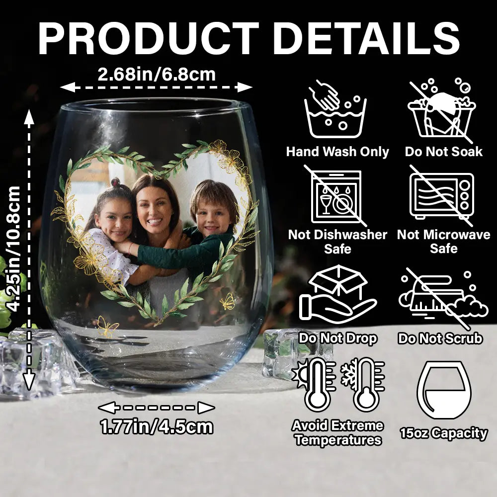 Gift For Mother,Custom Photo,Funny - Custom Photo Mom Thanks For Putting Up With My Sibling - Personalized Stemless Wine Glass