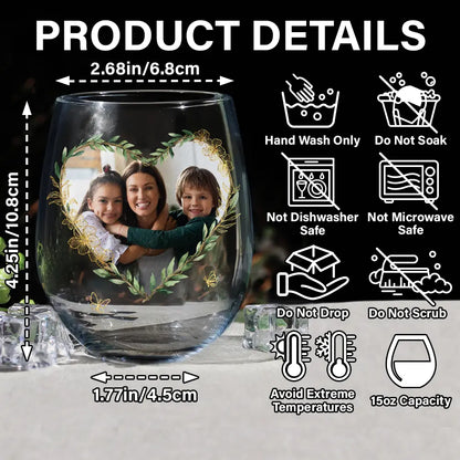 Gift For Mother,Custom Photo,Funny - Custom Photo Mom Thanks For Putting Up With My Sibling - Personalized Stemless Wine Glass