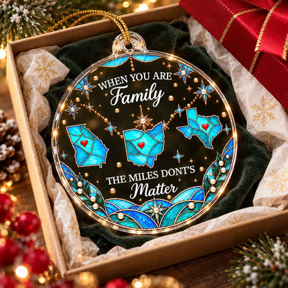 Personalized Acrylic Ornament with Connected State Maps, Unique Christmas Gift for Long-Distance Family