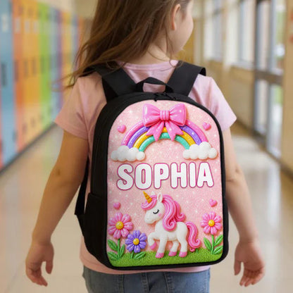 Personalized Kids School Backpack with Space or Unicorn Art, Unique Creative Gift for Back to School