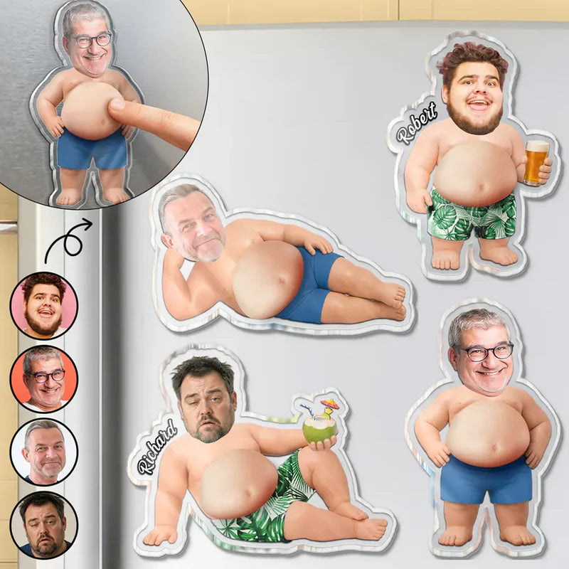 Personalized Silicone Belly Acrylic Magnet, Custom Photo Summer Fridge Decor, Unique Creative Gift