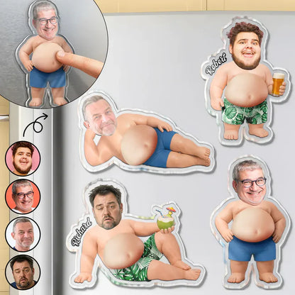 Personalized Silicone Belly Acrylic Magnet, Custom Photo Summer Fridge Decor, Unique Creative Gift