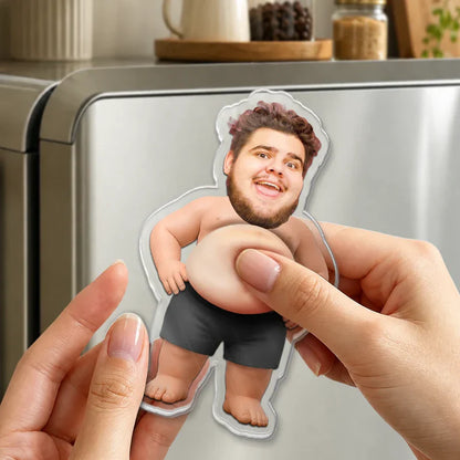 Personalized Silicone Belly Acrylic Magnet, Custom Photo Summer Fridge Decor, Unique Creative Gift
