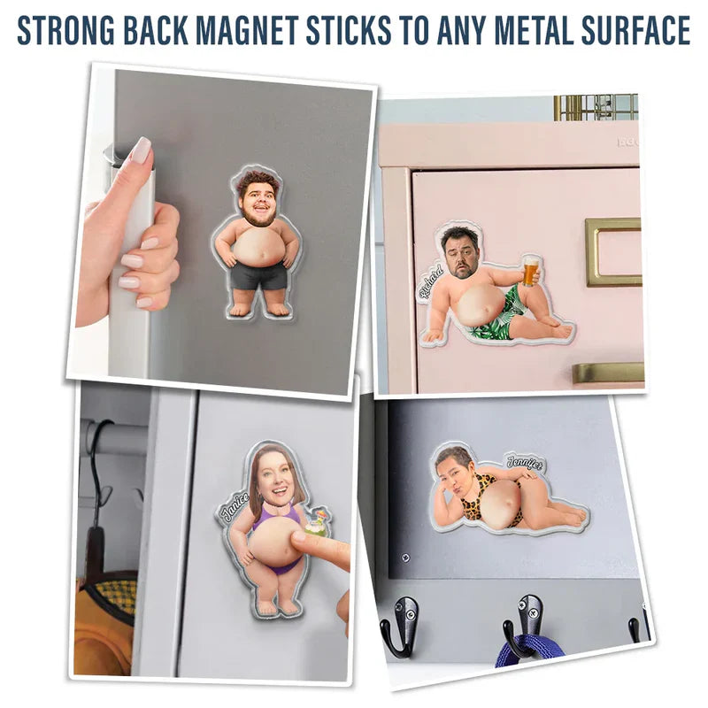 Personalized Silicone Belly Acrylic Magnet, Custom Photo Summer Fridge Decor, Unique Creative Gift