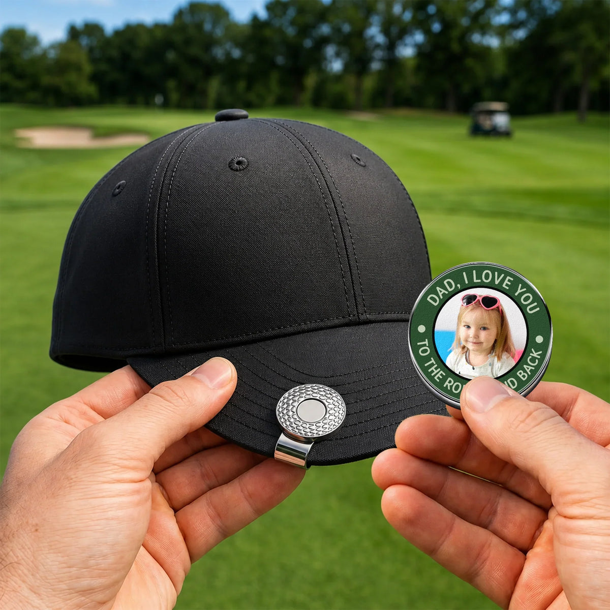 Acrylic Magnetic Hat Clip For Dad, I Love You To The Rough And Back, Heartwarming Custom Golf Gift