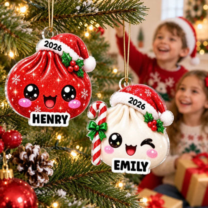 Cheerful Christmas Dumpling Acrylic Ornament, Personalized Tree Keepsake, Creative Gift for Kids and Families
